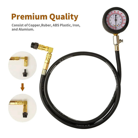 Oil Pressure Test Kit For Cars And Trucks With 0 To 140 Psi Dual Scale Engine Oil Pressure Gauge, 3 Inch Dial, Mechanical Tester With Hose