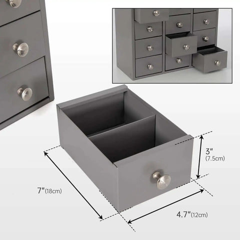 Close-up of drawer dimensions from Heavy Duty 12 Drawer Metal Parts Cabinet For Workshop Garage And Office With Corrosion Resistant