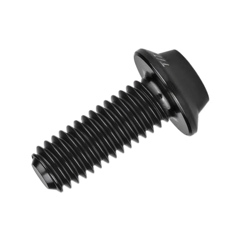 Close-up of Titanium M3x10mm Torx T10 Bicycle Bolt in Black, Lightweight 6AL4V Titanium Alloy Fastener for Bike Modifications