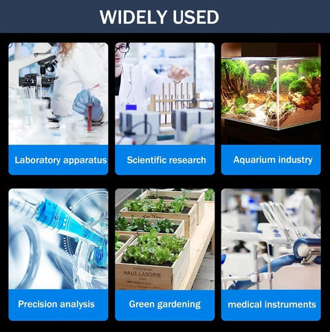 40Pcs Hose Barb Fitting collage showing laboratory, aquarium, gardening, and medical instrument scenes