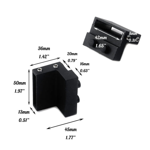 Barn Door Roller Stopper Hardware For Track 41x7mm Flat Rail Limit Stop, Rust-Resistant Carbon Steel, Easy Install, Black Finish, dimensions shown
