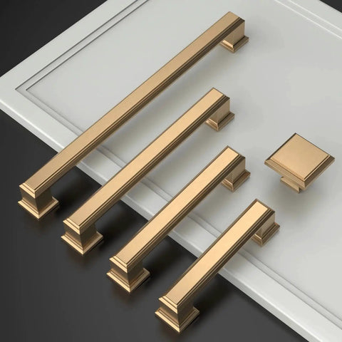 5 Pack 5 Inch Gold Cabinet Handles Champagne Bronze Kitchen Cabinet Pulls for Cupboard and Drawer on white background