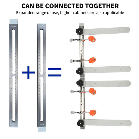 Drawer Slide Jig With Toggle Clamp And Magnetic Arm For Precise Cabinet Installations Laser Engraved Dual Scale Marks