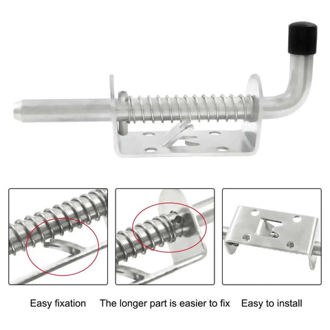 5 Inch Spring Loaded Latch Pin Heavy Duty Barrel Bolt Door Lock Stainless Steel With Mounting Screws 2 Pack Silver Finish
