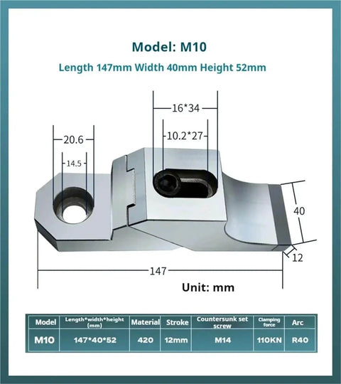 Diagram of M8 To M16 Side Fixture Clamp For Fixed Precision Fixtures Clamping OK Vise Frog Clamps Flat End Bench Vice