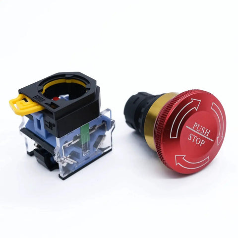 Beefy Metal Latching Emergency Stop Push Button Switch 22mm Panel Mount Aluminum Alloy Construction 1NO 1NC 600V 10A LA38A 11ZS A DT