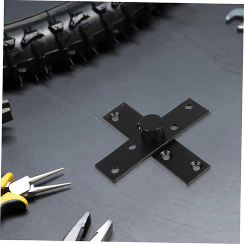Hidden Pivot Door Hinge System 360 Degree Stainless Steel Concealed Pivot Hinge for bookcase doors on black surface.