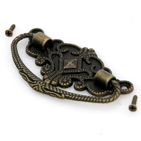Six Pack Vintage Antique Brass Bail Pull Handles for Wooden Drawers and Cabinets 2.8 Inch Length and 1.7 Inch Height