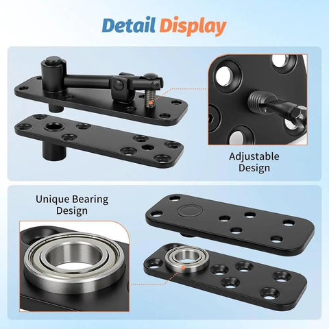 Hidden Door Hinge For Secret Bookcase Doors, 570 Lbs Load Bearing, 360 Degree Swing with adjustable and bearing design features