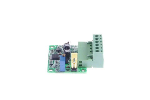 Plug and Play PWM to 0-10V Conversion Module for PLCs and Industrial Controls, digital to analog interface, front view, connectors visible