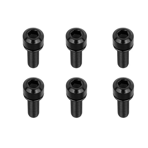 Titanium Bike Stem Bolts M5x16 18 20mm Socket Cap Head Screws With Washers Pack Of 6 Black Grade 5 6AL4V
