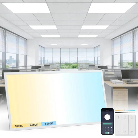 1 Pack 2x4 LED Flat Panel Light 70W 7700LM Recessed Ceiling Fixture With CCT 3000K To 6500K Dimmable Smart App and Wall Switch Control
