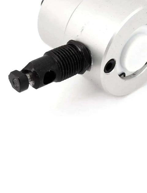 Close-up of Beefy Double Head Sheet Nibbler Cutter Drill Attachment Set For Brass Aluminum Stainless Metal Work, detailed view.