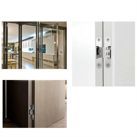 Installed 180 Degree Concealed Hinge Set For Heavy Doors Built In Stainless Steel Hidden Cross Design Rust Resistant And Quiet Operation