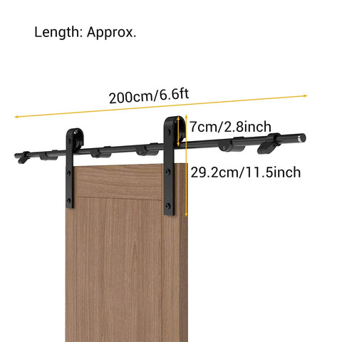 6.6ft Sliding Barn Door Hardware Kit With Heavy Duty Steel Rollers And Flat Tracks, Supports Up To 220 Lbs, includes stopper