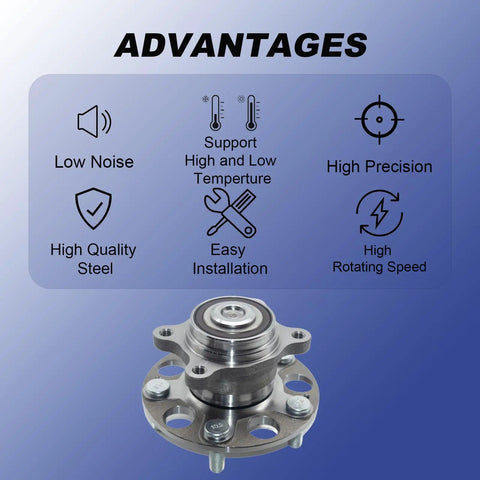 Rear Wheel Bearing Hub Assembly For Honda Civic 2006-2011 And Acura CSX 2006-2011 Beefed Up Rear Left Or Right 5 Lug Bolt On Replacement 512256 with advantages listed
