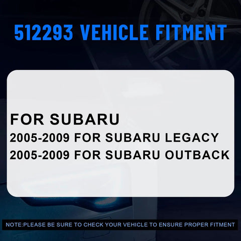 512293 fitment guide for Subaru Legacy and Outback 2005-2009, rear axle hub compatibility, product for ABS models