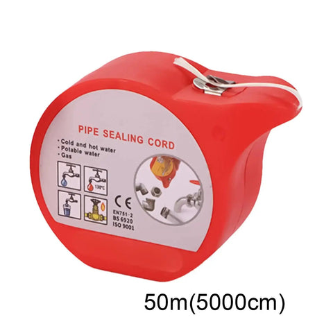 Pro Grade High Temp Pipe Repair Tape for Fast Sealing and No Leak Prevention, red spool labeled Pipe Sealing Cord, 50m length