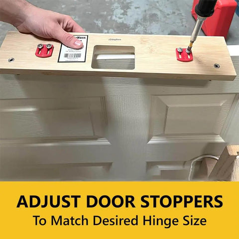 Effortless Hassle Free Four And A Half Inch Pocket Door Hinge Template With One Quarter Radius Corners Precise Router Jig in use