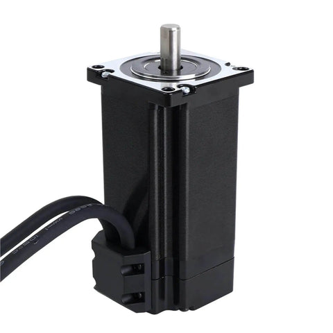 Close-up of 4Nm 24 Closed Loop Stepper Motor With Encoder 1000PPR 4000CPR 5A 2 Phase 4 Lead Servo Motor For CNC Machines, front view.