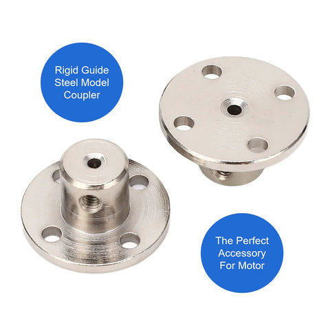 2mm steel flange coupling connectors; two silver flanges with four mounting holes.