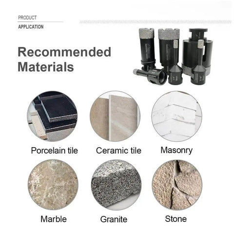 Heavy Duty Diamond Core Drill Bits Set For Porcelain Tile Granite Marble Stone And Brick Vacuum Brazed Hole Saws 6 Piece Kit