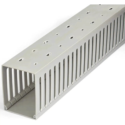 Open Slot Cable Management Raceway With Cover For Office And Server Rooms Heavy Duty PVC Wire Duct Hider, close-up view