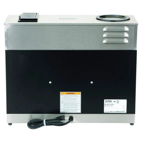 Rear view of VPS 12 Cup Pourover Commercial Coffee Brewer With Three Warming Stations 120V No Plumbing Required Office Boss Brew Machine