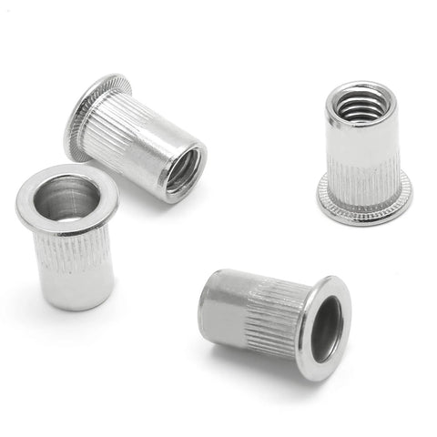 Pro-Grade 20-Pack DIY-Friendly 304 Stainless Steel Threaded Rivet Nuts 5/16-18 UNC Flat Head Knurled Body