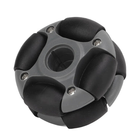 360 Degree Omni Directional Wheel For Robots Nylon 48mm Wheel With Dope 360 Degree Rotation Black And Gray Load 2 Kg And Circular Crossed Shaft Coupling For Robotic Competition