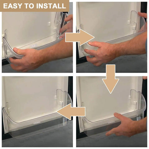 Installation process of Refrigerator Door Bin Side Shelf 2-Pack, Clear Replacement for Frigidaire and Kenmore Refrigerators