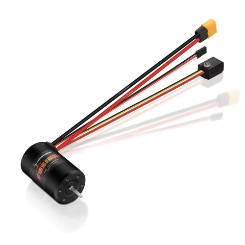 Quicrun Fusion Se 1800KV Brushless ESC for RC cars and boats, ultra-compact 58mm design with clean layout, FOC drive mode, front view
