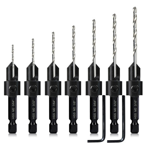 7 Pack Countersink Drill Bits Set 3 In 1 Woodworking Tool With Countersink Counterbore And Drill Bit In One Pass 82 Degree