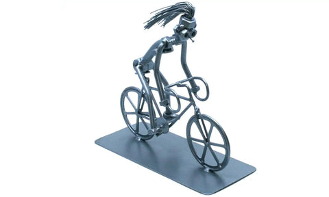 Totally Cool Desktop Bicycle Figurine For Women Nut And Bolt Metal Sculpture Handmade Bike Ornament For Desk Or Shelf Modern Mom Gift Quirky Bike Decor For Home Office And Gift Ideas