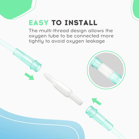 Hecatelly oxygen tubing swivel connectors, 10-pack teal and white plastic fittings for leak-proof rotation