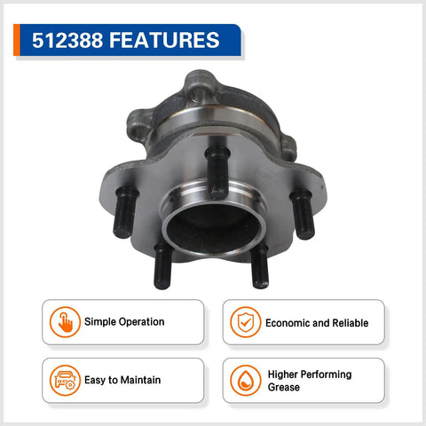 Front view of 512388 Rear Wheel Bearing And Hub Assembly With ABS for 2007 2008 Nissan Altima, 2011 Mitsubishi RVR, and more
