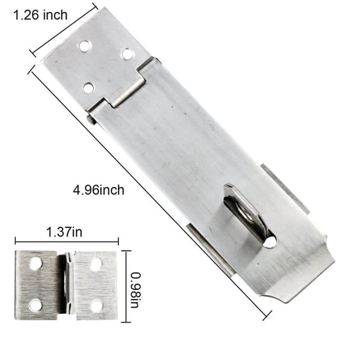 4 Inch Stainless Steel Hasp Lock Padlock Set With Screws And Keys For Shed Fence And Gate Security, detailed dimensions.
