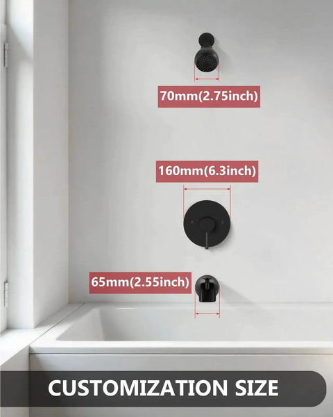 Matte Black Tub Shower Faucet Set With Valve And Shower Head By GBBNE Single Handle Bath Faucet Built From 304 Stainless Steel With Brass Valves For Smooth Operation 2.1 GPM NPT One Half Inch Durable Anti Rust Finish And Easy Install installed view