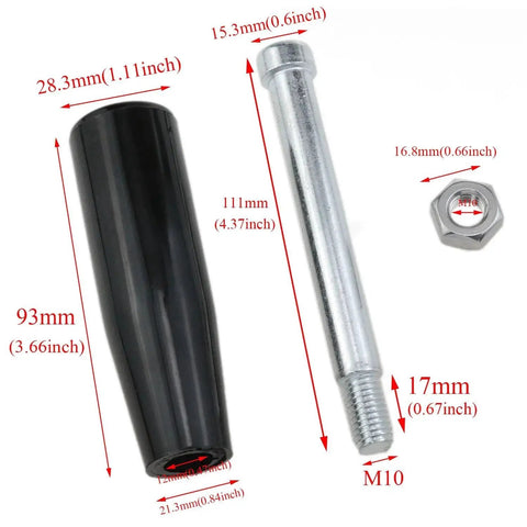 M10 Revolving Hand Wheel With Nuts And Threaded Handle Set 2Pcs dimensions and components display