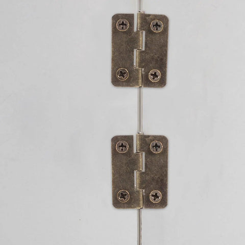 20 Pack Antique Copper Mini Hinges With Screws 1 Inch Rounded Corner Iron Hardware displayed vertically