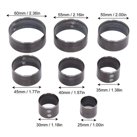 8-Piece Leather Cutting Dies Set With 25mm To 60mm Round Hollow Punch Tools for DIY leather crafting, showing different size dies.