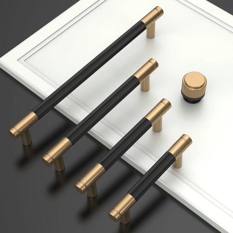 Matte Black And Champagne Bronze Kitchen Cabinet Knobs Set Of 10 For Dresser Drawers Zinc Knobs With Dope Durable Finish And Easy Install Modern Style Hardware For Cabinet Doors And Drawer Fronts