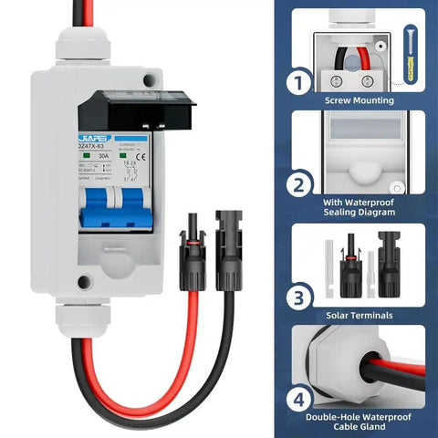 Built Tough Outdoor Solar Panel Disconnect Switch 30 Amp 400V Breaker Box With IP65 Waterproof Enclosure