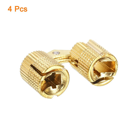 Hidden Brass Barrel Hinges Set 4 Pack 10mm Concealed Furniture Hinges With 180 Degree Opening in gold finish.