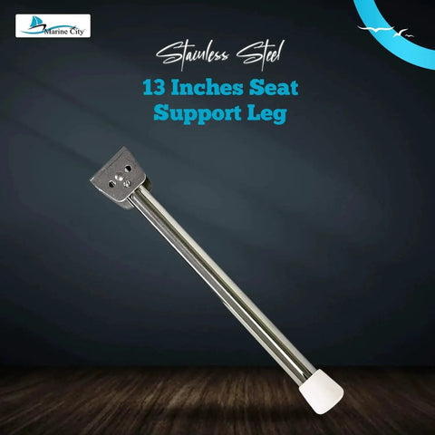 Stainless steel 13-inch seat support leg with mounting plate and rubber tip for boats (Marine City)