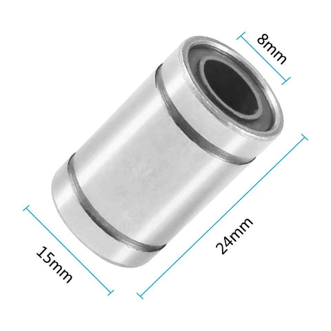 LM8UU Linear Ball Bearings 12 Pack Set With Double Side Rubber Seal For CNC And 3D Printer DIY Builds 8mm Bore 15mm Diameter 24mm Length