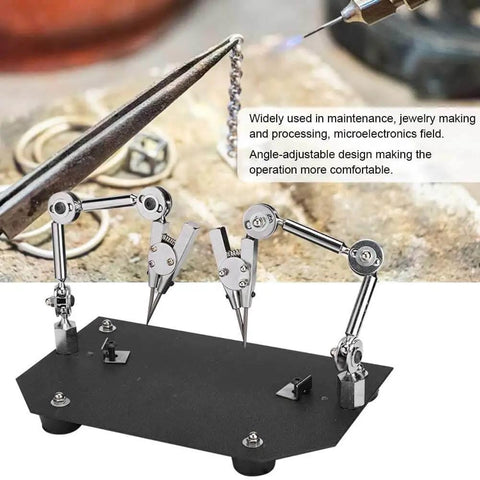 Adjustable Welding Clamp Clip Set Third Hand Tool For Soldering Modeling And Painting Ideal For Jewelry Making And Small Part Repair Includes Steel Base With Rubber Feet Stable On Any Workbench