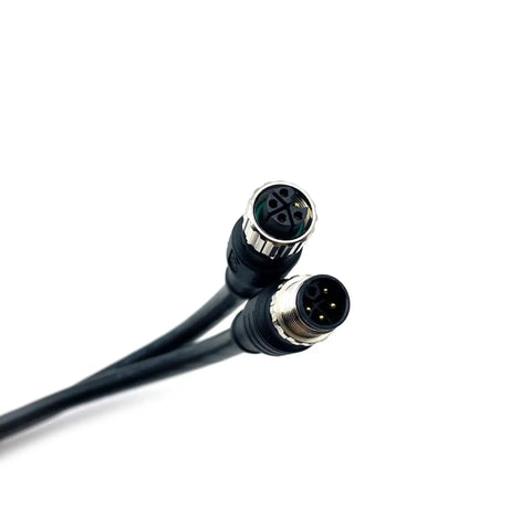 M12 5 Pin L Code Rail Transit Power Connector Cable Male To Female Straight Sensor Molding PVC Jacket, shown in close-up view.