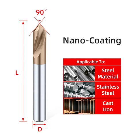Carbide Spot Drill Bit 5mm D5x50mm CNC 90 Degree Chamfering Drilling Guide Tool For Centering And Hole Enlargement In Metal Tungsten Steel Location Bit Pro Grade
