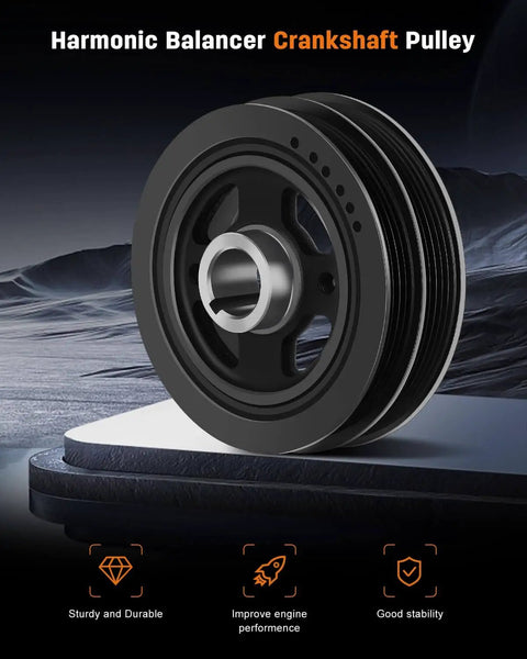 Harmonic Balancer Crankshaft Belt Drive Pulley Replacement For Toyota Celica And Corolla 1988 1997 Bolt On Fit Today, front view